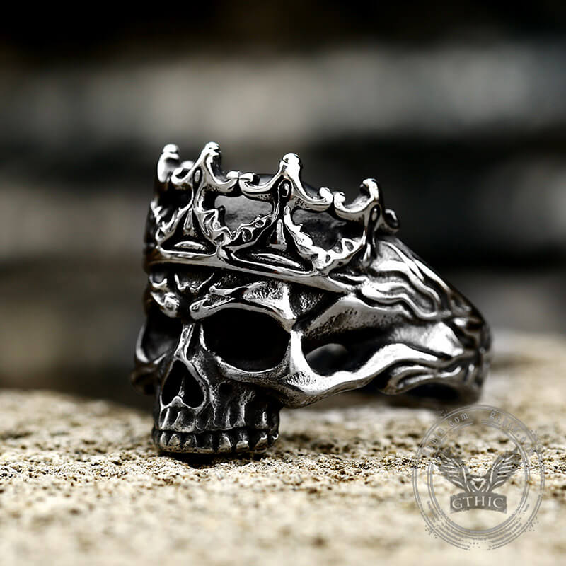 skeleton king crown stainless steel skull ring gthic 3